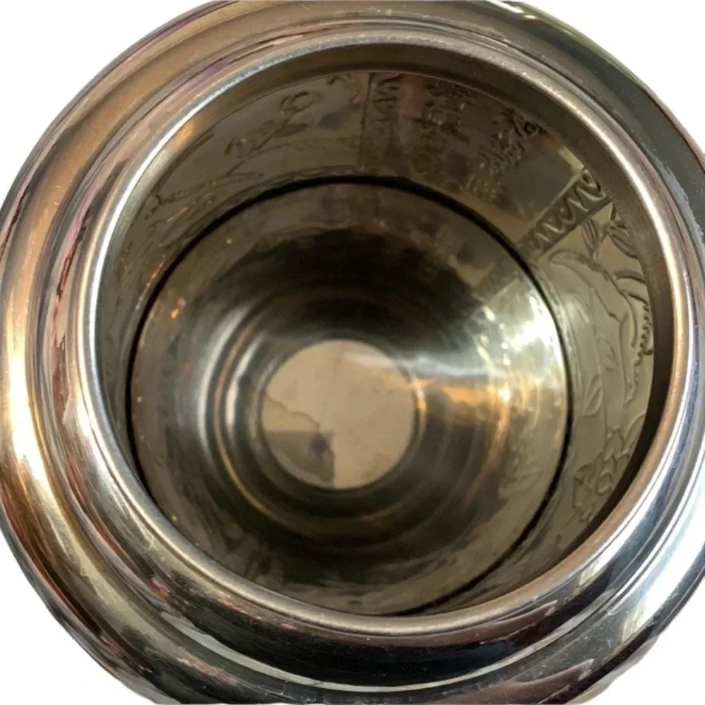 Tea Coffee Can Lid Can Storage Metal Silver Vintage